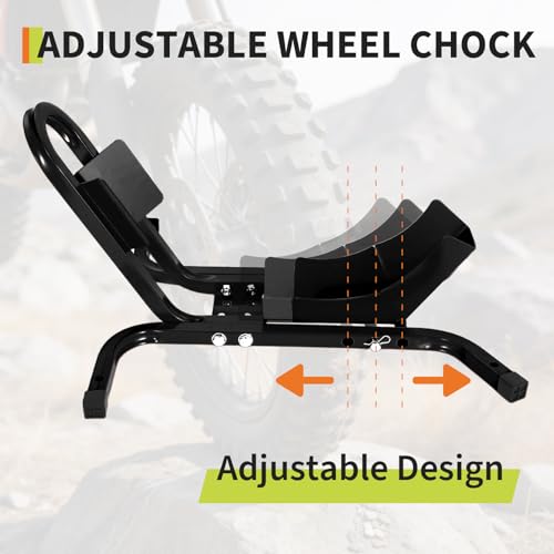1800 Lb Capacity Heavy Duty Motorcycle Wheel Chock – Dirt Bike Wheel Chocks Adjustable 16"-21" Tire Fit for Cruisers, Dirt Bikes & ATVs, Rust-Resistant Steel Trailer & Garage Mount,Black - color: Black