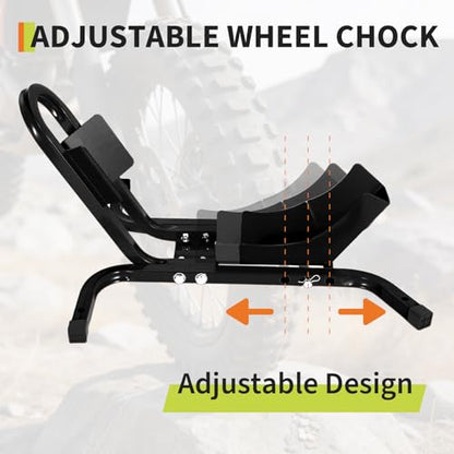 1800 Lb Capacity Heavy Duty Motorcycle Wheel Chock – Dirt Bike Wheel Chocks Adjustable 16"-21" Tire Fit for Cruisers, Dirt Bikes & ATVs, Rust-Resistant Steel Trailer & Garage Mount,Black - color: Black