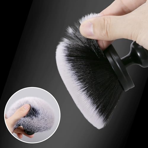 BABYSHEEP Ultra Soft Bristles Detailing Brush -Synthetic Brush, Car Detail Brush, 5.0 Inch Diameter Covers Large Area Inside or Outside Vehicles (Black-Grey) - color: Black-grey