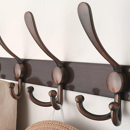 Dseap Coat Rack Wall Mount - 38” Long 10-Tri-Hooks Heavy Duty Coat Hanger Rail Wall Hooks for Hanging Coats Hats Clothing Clothes Purse Mudroom Entryway, Antique Copper, Pack of 2 - color: Antique Copper, size: L=38” (2 Pcs)