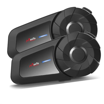 MAXTO Motorcycle Bluetooth Headset, MX1 2-Riders 800M Universal Intercom Communication Systems, HiFi Stereo Sound/IPX6 Waterproof, Motorcycle Helmet Speaker-Intercom-Headset 2 Pack - size: 2 Pack