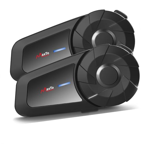 MAXTO Motorcycle Bluetooth Headset, MX1 2-Riders 800M Universal Intercom Communication Systems, HiFi Stereo Sound/IPX6 Waterproof, Motorcycle Helmet Speaker-Intercom-Headset 2 Pack - size: 2 Pack