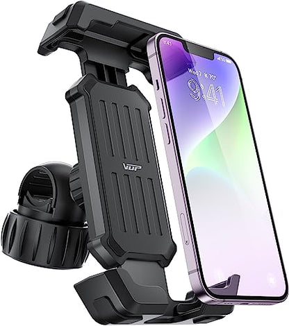 VUP Bike Phone Holder,Motorcycle Phone Mount,Bicycle Phone Mount Handlebar Cell Phone Clamp for Scooter, Compatible with iPhone Samsung,Black