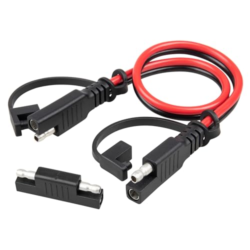 Oyviny 1FT SAE Extension Cable 12AWG, SAE Quick Disconnect Solar Panel Extension Cable with Polarity Reversing Adapter for Automotive RV Truck Battery Charger, 12V - size: 1 Feet