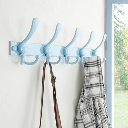 Dseap Coat Rack Wall Mount, Heavy Duty 12-Gauge Base vs Flimsy 1mm, Double-Thick Solid Anti-Snap Hooks, 16” Stud-Mount, Stainless Steel Hanger for Clothes Hat Entryway Closet Mudroom, Blue - color: Blue, size: L=17" (1pcs)