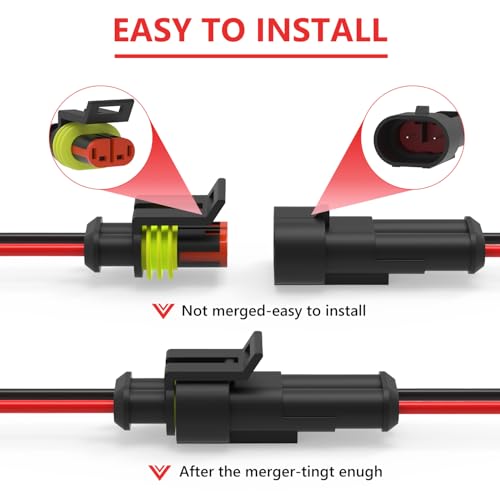2 Pin Waterproof Electrical Wire Connectors 10 Pack Weather Pack Connectors Kit 20AWG Male and Female Automotive Wire Connectors for Car Truck Motorcycle Boat Auto Wiring - size: 2pin-10Pack