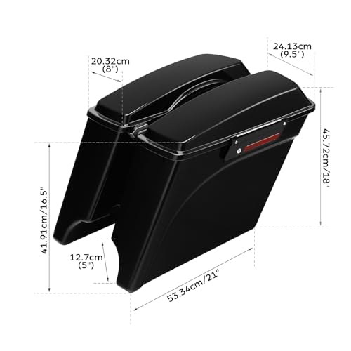 TCMT 5" Motorcycles Vivid Black Extended Hard Saddlebags & Latch Key Fits For Harley 1993-2013 Touring Road Glide Road King Ultra Street Glide Electra Glide - color: Vivid Black Black Latches