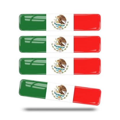 4-Pack Mexico Flag 3D Epoxy Car Stickers – Reflective Waterproof Decals for Cars, Trucks, Motorcycles, Helmets, Laptops & More, Durable Mexican Pride Auto Accessories