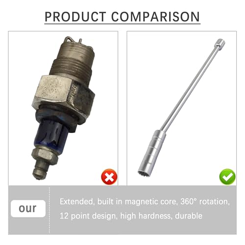 Salior 14mm Extend Spark Plug Socket,Thin Wall 12 Points 3/8" Drive Spark Plug Removal Tool Compatible with BMW Nissan More Car,Steel Magnetic Spark Plug Socket Set Car Tools (14mm Extend)