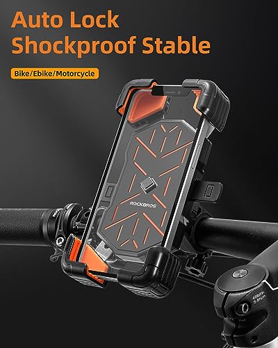 ROCKBROS Motorcycle Phone Holder Mount, Compatible with 4.5-7.1 inch Smartphones, Quick Release Handlebar Clamp, 360 Rotatable, Anti-Slip Silicone for Secure Grip - color: Grey