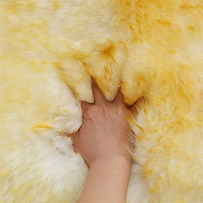 Real Genuine Sheepskin Rug Natural Fur Rug Sheep Skin Rugs Full Sheepskin Rugs Authentic Sheep Skin Throw Lambskin Seat Covers for Chairs Wool Seat Pad Cushion (2.3X3.28 ft) - color: 6