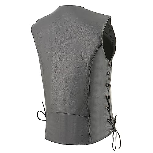 Milwaukee Leather Women's Black Leather Classic V-Neck Side Lace Motorcycle Rider Vest W/Front Snap Closure MLL4500 - size: Small
