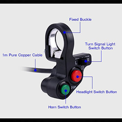 Motorcycle Handlebar Switch,Motorbike 22mm(7/8inch) Handlebar Switch Motorcycle Headlight Turn Light Horn On/Off Push Button