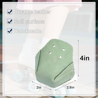 100% Real Cowhide | Toe Cap Guard Protectors | Roller Skate Derby Speed 1 Pair(Light Green) - color: Light Green