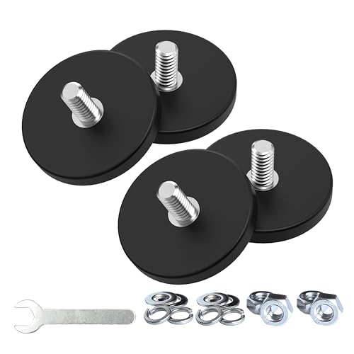 Magnetpro 4 Pieces Strong Rubber Coated Mounting Magnets Anti-Scratch & Anti Corrosion, Over 30 LB Adhesive Power, with 1/4"-20 Stainless Steel Male Thread and Nut for PTZ, Camera - size: 30LB - 1/4"-20 Male SS 4P