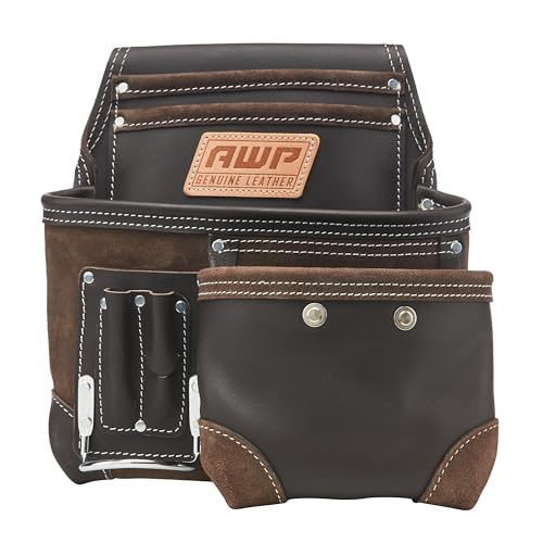 AWP Tool Pouch, Electrician Tool Pouch, Premium, Professional Multi-Pocket Organizer - size: 1 Pack, style: TrapJaw Leather Tool Pouch