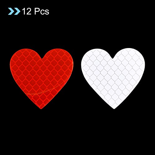 PATIKIL Reflective Stickers, 12 Pack 1.61 x 1.57 Inch Waterproof Adhesive High Visibility Night Caution Warning Heart Shape Safety Tape Reflector for Trucks Trailers Cars, Red - color: Red