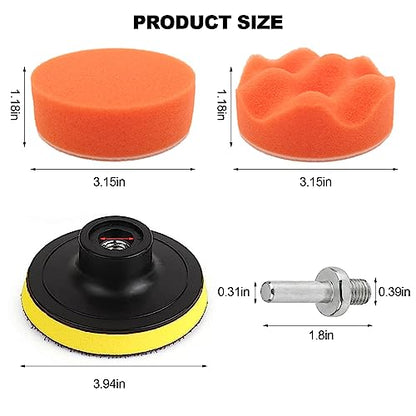 11 Pcs Polishing Pads Kit,3 Inch Sponge Buffing Pads,Buffer for Car Detailing, Polishing Wheel for Drill,Car Buffer Polisher Kit Drill Buffing Kit for Car Polishing, Waxing, Sealing Glaze - style: 3 Inch 11 Pcs