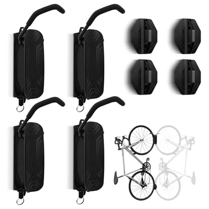 Swivel Bike Wall Mount, Bike Hangers for Garage, Space-Saving Vertical Bike Rack Holds Up to 66lbs, Heavy Duty Bicycle Storage Rack for MTB and Road Bikes, Easy to Install（4 Pack） - size: Rotate Four-Piece Set