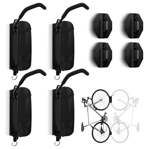 Swivel Bike Wall Mount, Bike Hangers for Garage, Space-Saving Vertical Bike Rack Holds Up to 66lbs, Heavy Duty Bicycle Storage Rack for MTB and Road Bikes, Easy to Install（4 Pack） - size: Rotate Four-Piece Set
