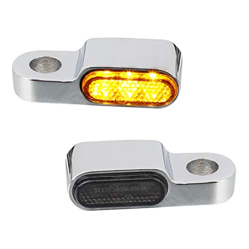 NTHREEAUTO Handlebar LED Turn Signals Mini Motorcycle Blinkers Brake Clutch Marker Light Compatible with Harley Dyna Sportster Honda Shadow VLX 600 V-Star 650 Suzuki Boulevard - color: Silver