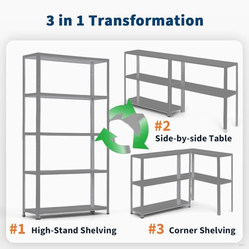 2500 LBS Capacity Heavy Duty Steel Shelving Unit, 5-Tier Garage Storage Shelves for Pantry, Basement, Kitchen, Laundry, Bathroom - Adjustable Metal Rack, 36 x 12 x 68 Inches - size: 68"D x 35.4"W x 12"H-Silver