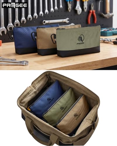 Tool Pouch Zipper Small Tool Bag Stand-Up Tool Pouches Organizer Small Tool Bags with Metal Carabiner, 1680D Duty for Tools, Stationary, Pencil Pouch, Pack of 1, 12.5 Inch Blue - color: 1 Pack, 12.5" Blue