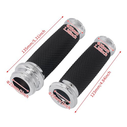 1" Electronic Throttle Defiance Handlebar Grips 25mm Hand Grips Fit for Harley Touring Street Glide Road King Road Glide Electra Glide - color: #3 Chrome