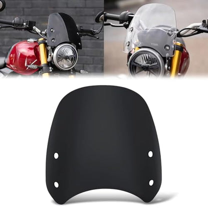 for Speed 400 Scrambler400X 2024 2025 Motorcycle Front Windshield Retro Windshield Spoiler with Bracket Speed400 Scrambler 400X (Transparent) (Black) - color: Black
