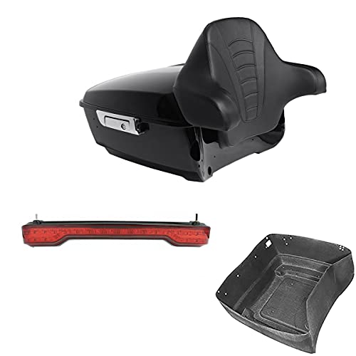 TCMT King Pack Trunk Wrap-Around Backrest LED Brake TailLight Fit For Harley 2014-2025 Touring CVO Road King Road Glide Street Glide Electra Glide Pack Trunk - color: Style A+Red Taillight