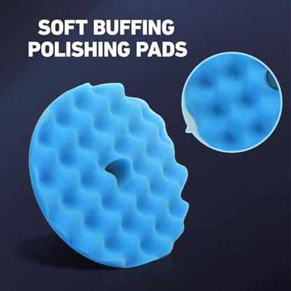 Autolock 5 Inch Buffing Polishing Pads, 7 Pcs 5'' Waffle Foam Buffing Pad, Wool Pad Kit for 5 in Backing Plate, Car Polisher Boat Compounding, Polishing and Waxing - size: 5Inch 7Pcs
