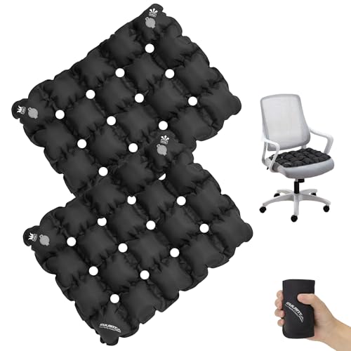EULANT Portable Inflatable Seat Cushion for Pressure Relief,Waffle Square Cushions for Pressure Sores Chair,Lightweight Air Seats Chair Pads Home Wheelchairs Car Airplanes(2 Pack) - color: Black(2 Pack)