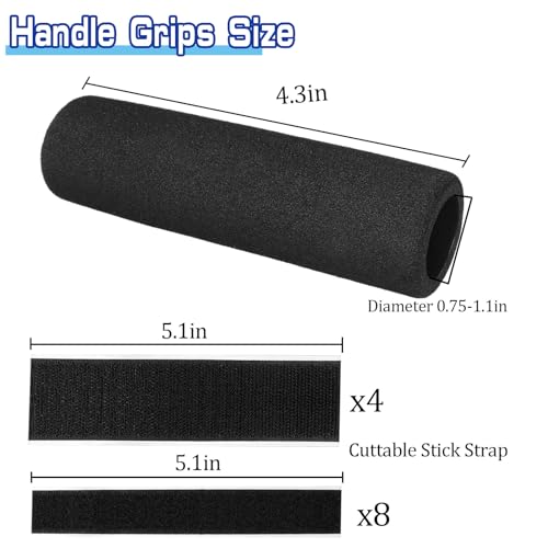 16Pcs Handle Grips Set with Hook Surface and Hairline Backing Strips, Shock Absorption Foam Handle Covers, Comfort Buffer Tube Cover, Bike Grips Wrap for Strollers Home Fitness Equipment