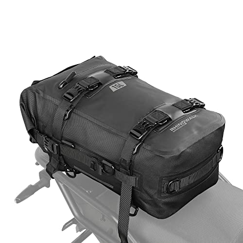 Rhinowalk Motorcycle Tail Bag, Travel Luggage Bags, Waterproof Rear Carrier, Motorcycle Rear Seat Bag Backpack, Rear Rack Trunk - Black 15L - color: Black, size: 15L