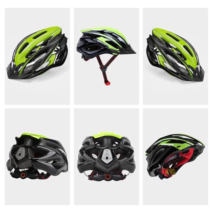 Bike Helmet Men Women, Shinmax Bicycle Helmet with Rear Light and Detachable Visor - color: Black/Green, size: Medium (54-58 cm)