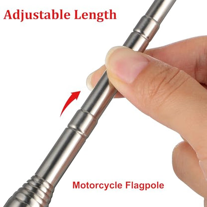Bike Flag Pole, 2pcs Adjustable Motorcycle Flag Mounts Retractable Stainless Steel Motorcycle Flagpole, Holder for Mountain Road Bicycle Accessories (Extendable up to 52'')
