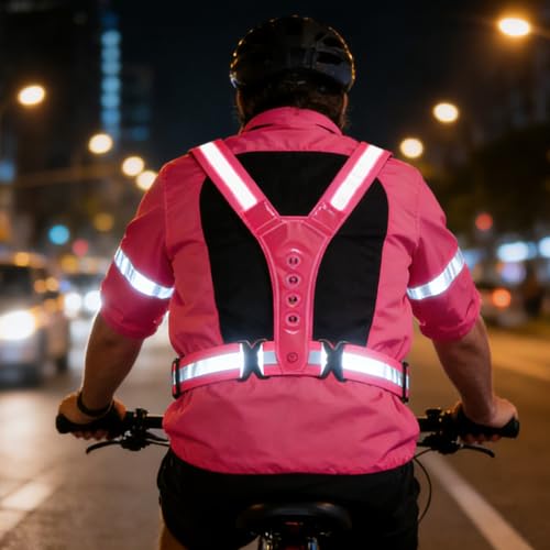 Warning Vest with LED Lights Providing Enhanced in Dark Conditions for Runners and Riders Cyclists Runner Clothing - color: Red