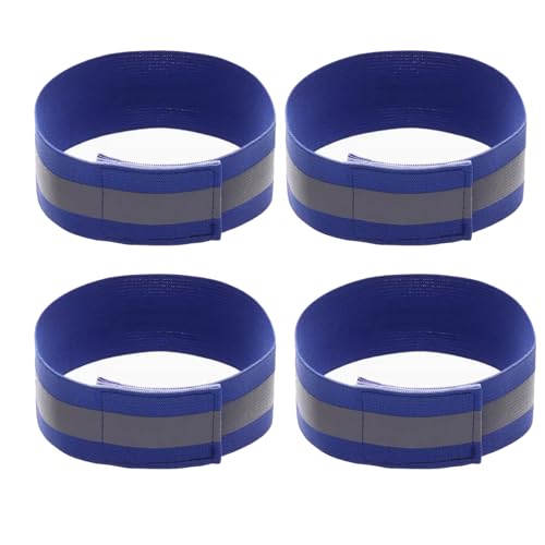 4PCS Reflective Wrist Strap 4x1.5cm Safety Gear Reflective Wristbands High Visibility Bike Ankle Bands Reflector Armband Self-Adhesive Reflective Bands for Walking,Night Sports Royal Blue - color: Royal Blue, size: 4x1.5cm