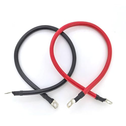 2 AWG Battery Cable 2 AWG Gauge Pure Copper Battery Inverter Cables with 5/16 in Lugs Both Ends Power Inverter Wire Set for Automotive Solar Marine Boat RV Car Motorcycle Red and Black (2FT) - size: 2 ft