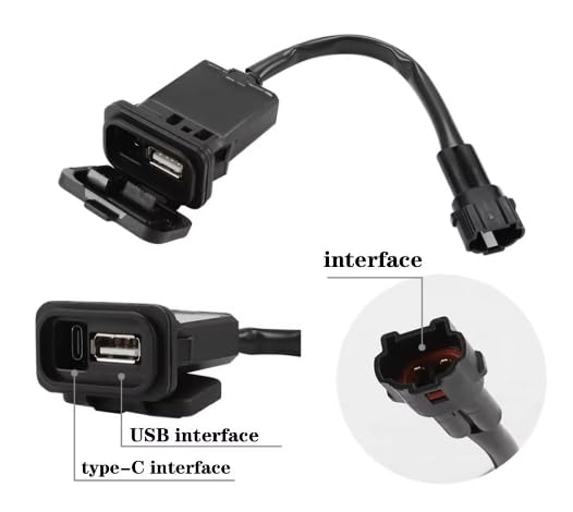 Upgraded Dual Fast Charge USB Type-C 3.0 Charger Cable Transfer Interface Converter Compatible with CFMOTO 300SS/450SS/450NK/800NK 2023 2024 2025 2026,CFMOTO 450SS Accessories