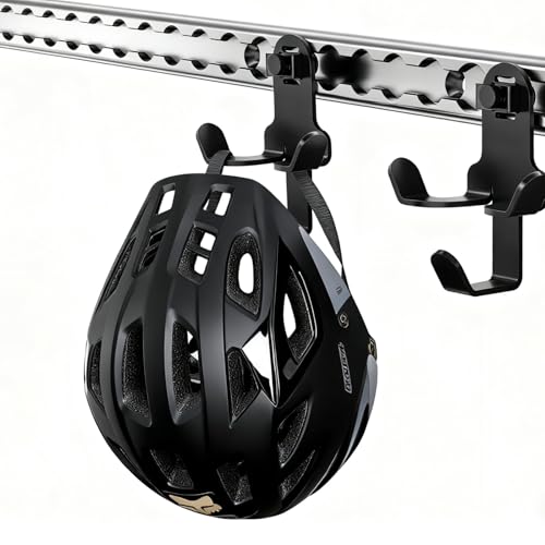 2 Pack 3-in-1 Heavy Duty L Track Hooks for Helmet, Gloves, Aluminum Alloy Quick-Mount Hanger, Fits Vertical & Horizontal L-Track Rails, Ideal Tie Down Accessories for Vans, Trailers,Garages