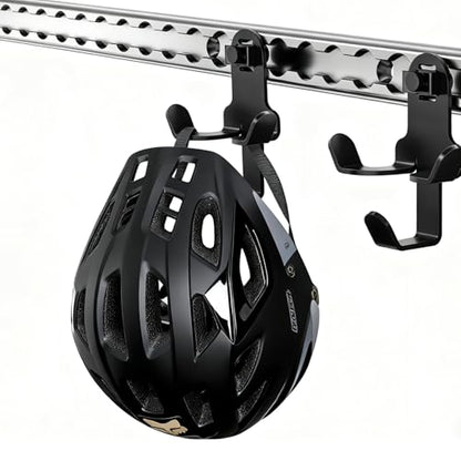 2 Pack 3-in-1 Heavy Duty L Track Hooks for Helmet, Gloves, Aluminum Alloy Quick-Mount Hanger, Fits Vertical & Horizontal L-Track Rails, Ideal Tie Down Accessories for Vans, Trailers,Garages