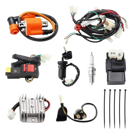 PRO BAT ATV Electric Wiring Harness Wire for 150cc 200cc 250cc Chinese 4-Stroke Engine Pit Dirt Bike Taotao Zongshen Loncin - style: Orange Ignition Coil+Silver Rectifier