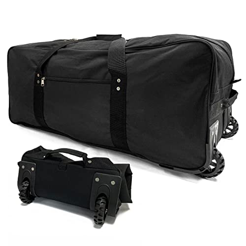 Extra large Foldable Duffle Bag with Bearing Wheels - 29"32"34"36"Heavy-Duty Water-Resistant Travel Duffel for Camping, Moving & Storage Black 600D Oxford - style: 32in