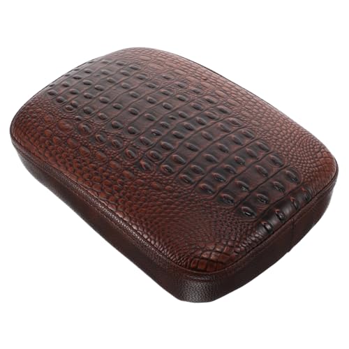 Mobestech Motorcycle Passenger Seat Pad with Cups Rectangular Pu Leather Cushion for Vintage Style for Comfortable Support and Easy Installation Brown