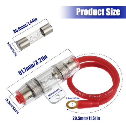 BOJACK 8 Gauge AWG 1ft Power Wire with 30 Amp AGU Fuse Holder 30A（Pack of 2） - size: 30A