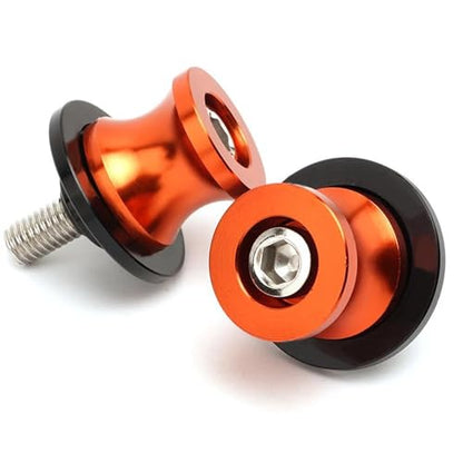 Universal DUKE Spools M10 *1.25 + M10*1.5-2pcs 10mm Swing arm Sliders Spools for Duke 125 200 390 RC125 RC390 FZR 1000/600R/400 Z750 ER-6F ER-6N Versys 1000 (Orange) - color: Aluminum orange