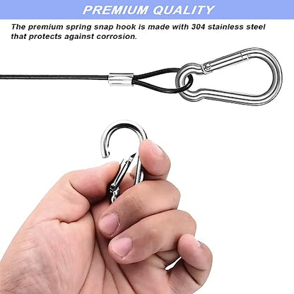 20 Pack 10 Inch(25cm) Stainless Steel Tethers with 4 Pcs Spring Snap Hook Clips, Steel Wire Cable with Loops Vinyl Cover Coated Short Rope Lanyard Lock Tether Chains, 2 Colors - color: 20p-25cm-2colors