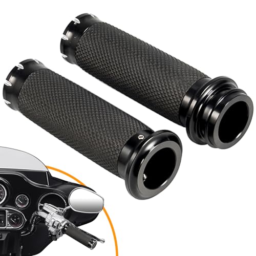 PBYMT 1 Inch Electronic Throttle Handlebar Grips Fit for Harley Davidson Touring Road King Street Glide Softail 2008-2024 - color: Black