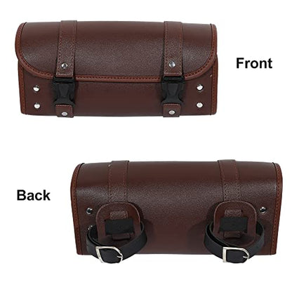 X AUTOHAUX Motorcycle Tool Bag Handlebar Bags Cycling Luggage Bag Waterproof PU Leather Square Brown 11.81"x5.12''